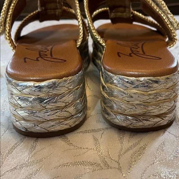 Zodiac Izzy Gold & Sliver Woven Chunky Raffia Platform 2” Sandals Size 8.5 - Picture 5 of 12